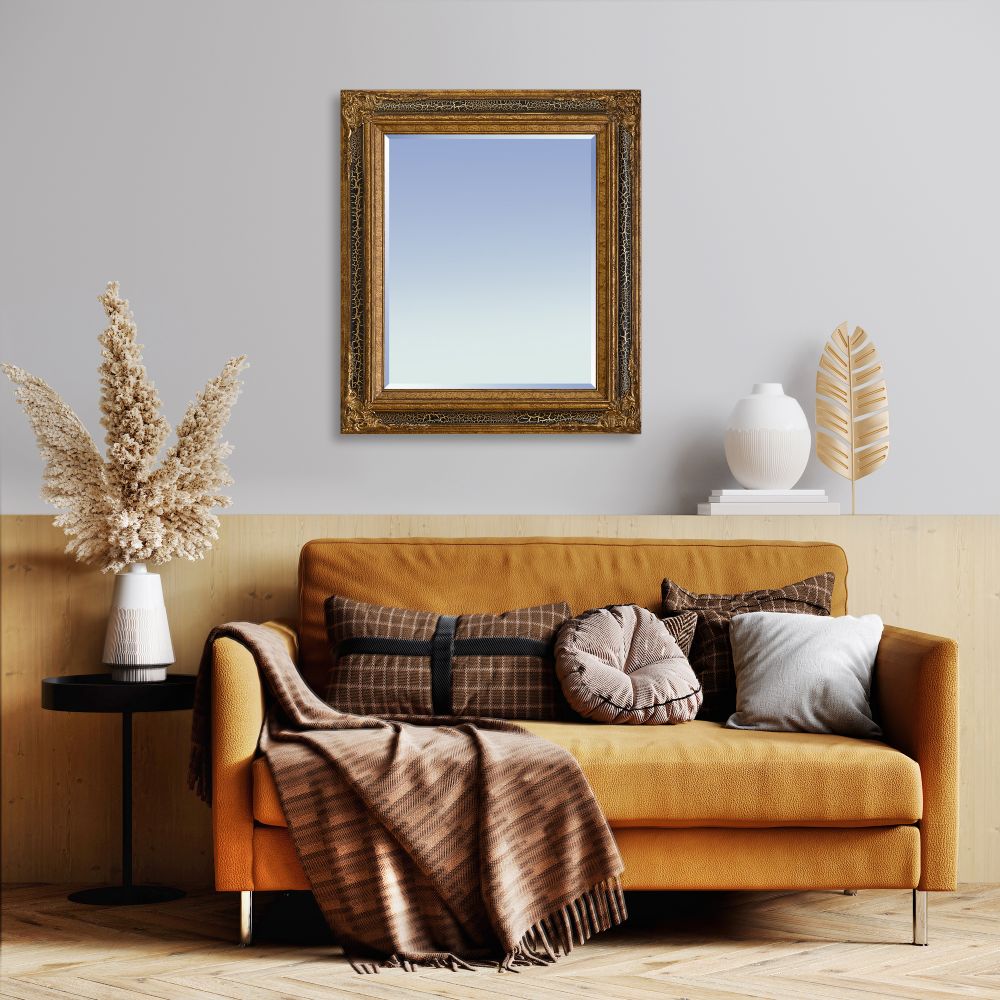 Black Crackle King Framed Mirror