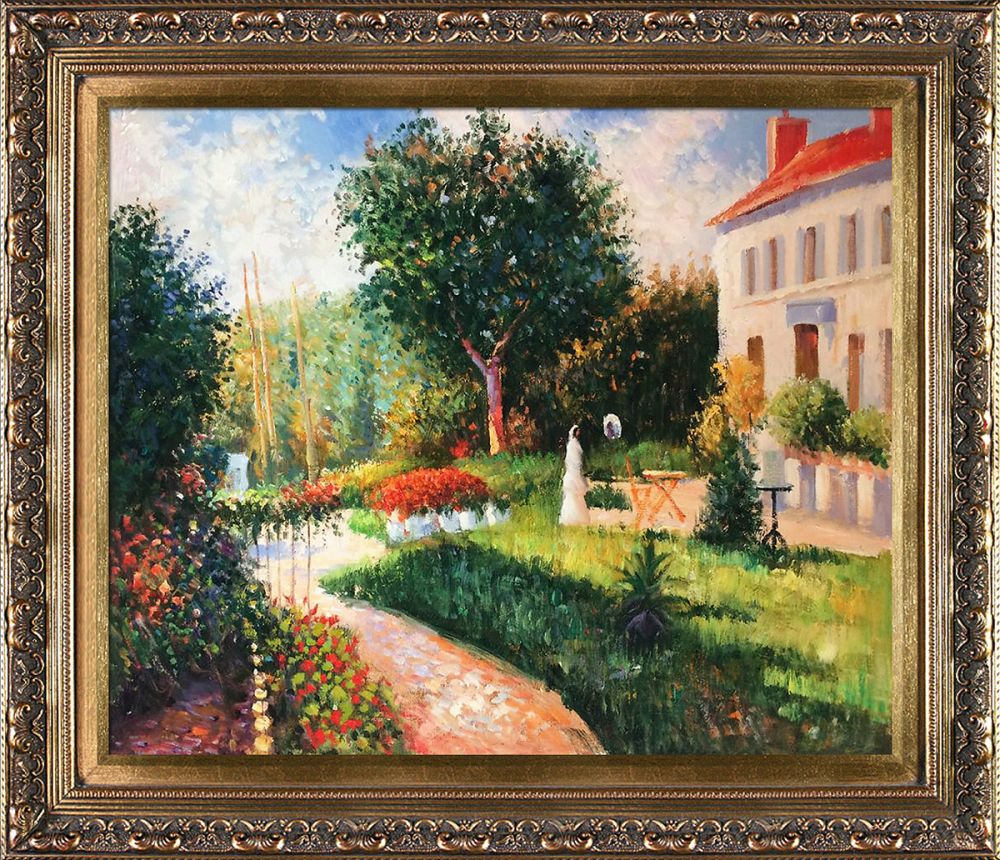 The Garden of Les Mathurins at Pontoise Pre-Framed - Baroque Antique Gold Frame 20"X24"