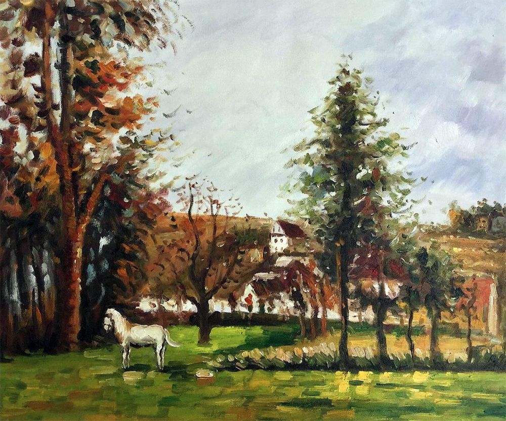 Landscape with a White Horse in a Meadow