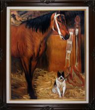 At The Stables, Horse and Dog, 1861 Pre-Framed