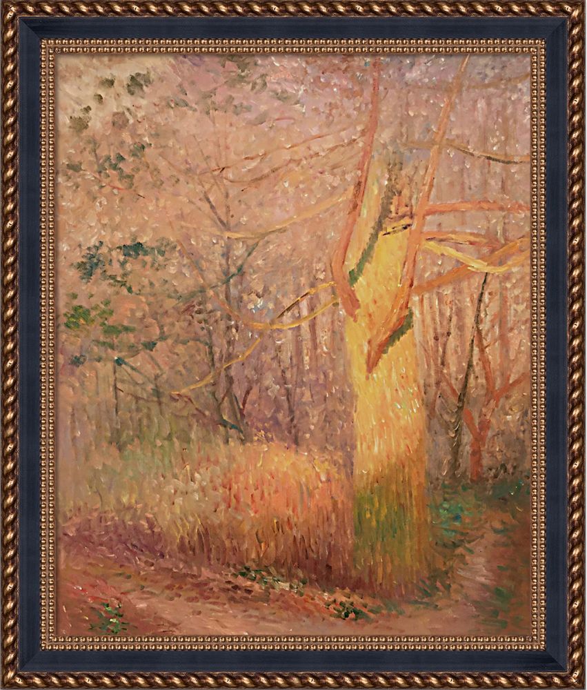 Tree in The Sun, 1900 Pre-Framed - Verona Black and Gold Braid 20" X 24"