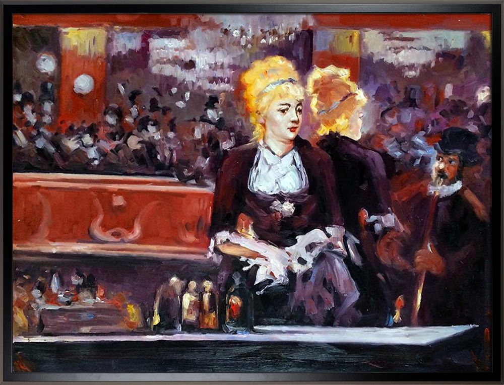 Study for A Bar at the Folies Bergere Pre-Framed - Studio Black Wood Angle Frame 30"X40"