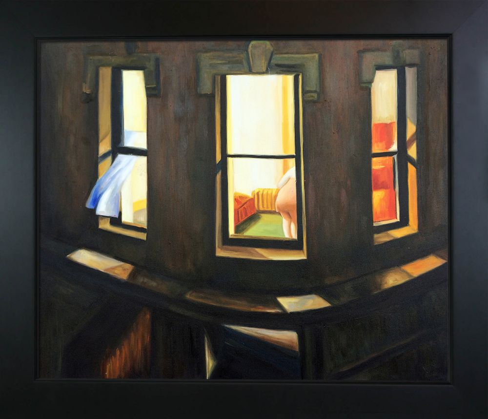 Night Windows Pre-Framed - New Age Black Frame 20"X24"