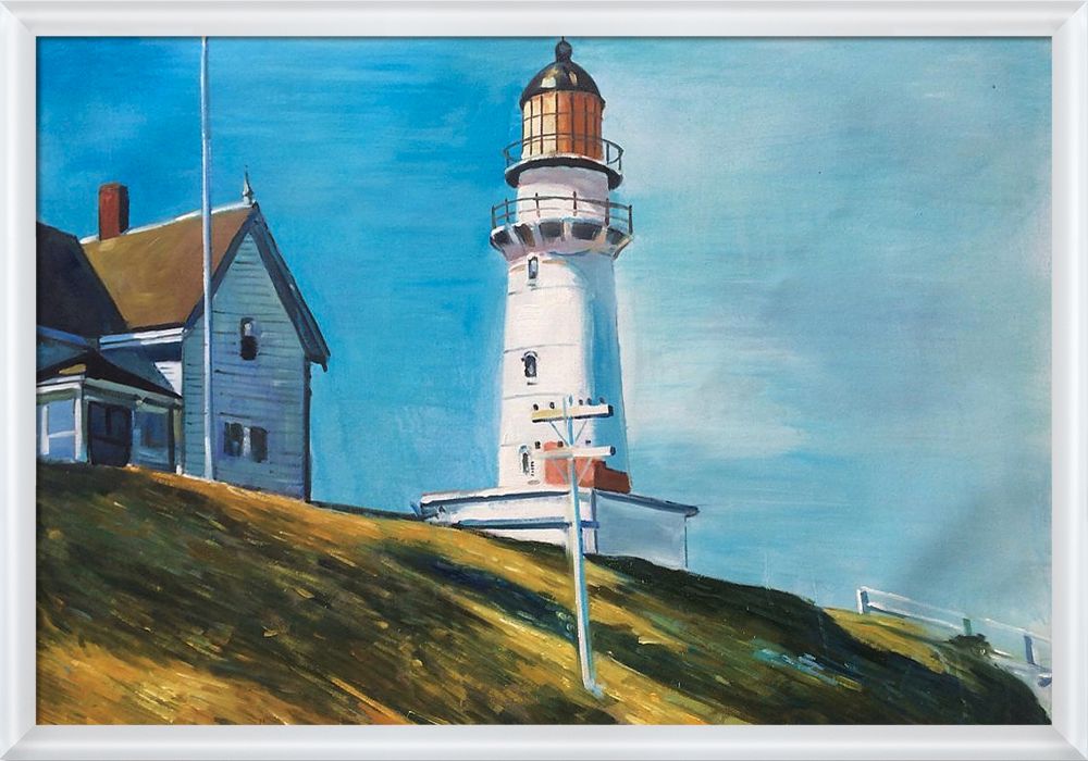 Light at Two Lights Pre-framed - Moderne Blanc Frame 24" X 36"