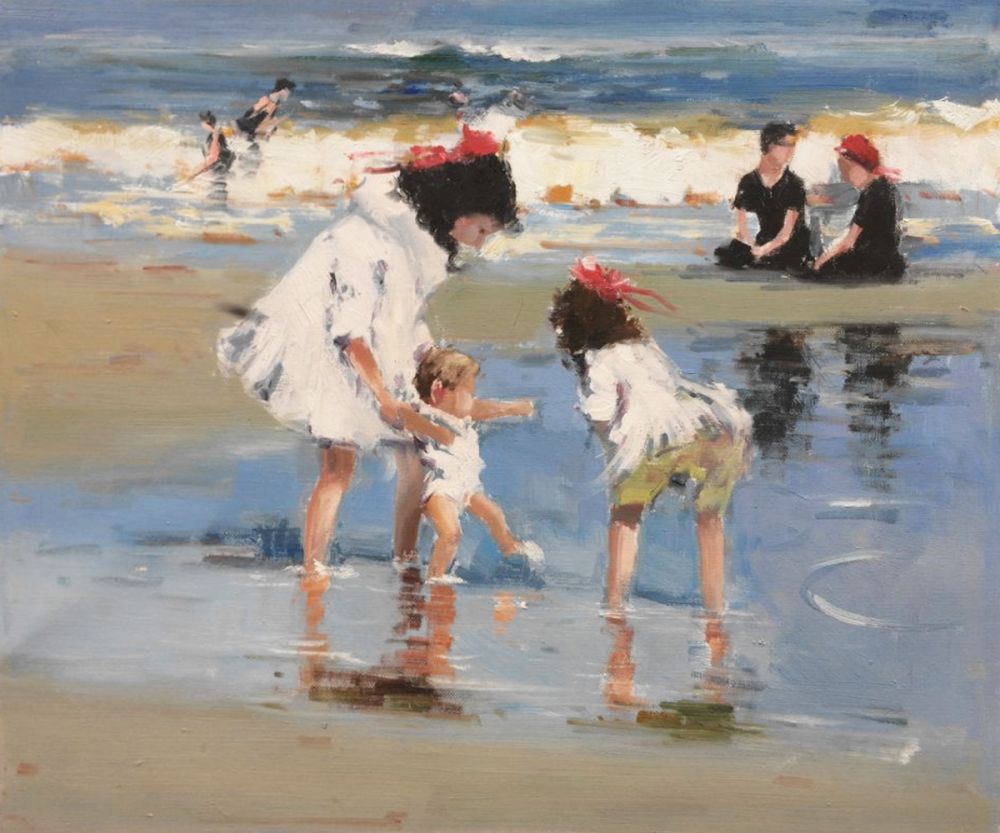 Children Playing at the Seashore