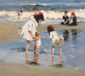 Children Playing at the Seashore