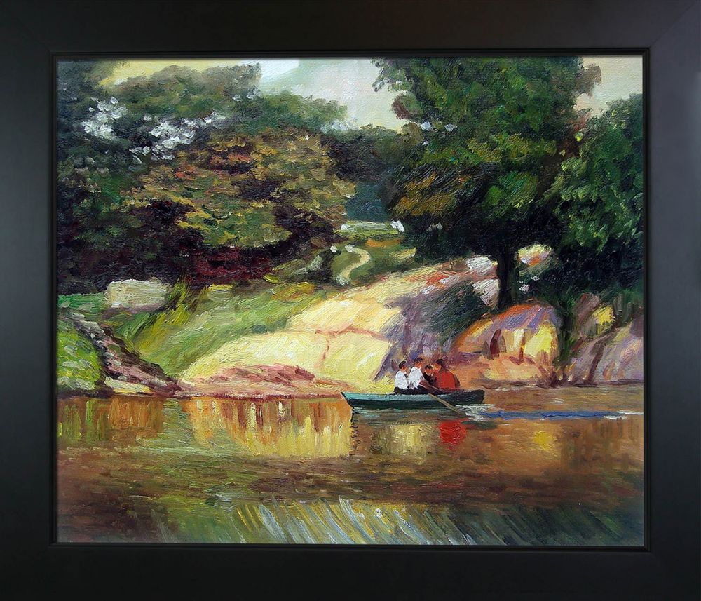 Boating in Central Park Pre-Framed - New Age Black Frame 20"X24"