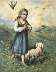 Child with Birds and Dog