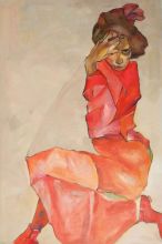 Kneeling Female in Orange-Red Dress, 1910