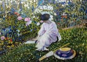 Lady in the Garden in June 