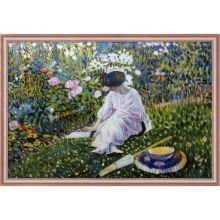 Lady in the Garden in June Pre-framed