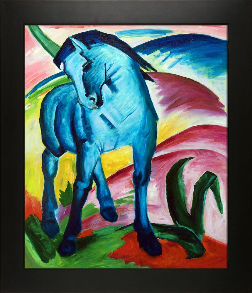 Blaues Pferd I - Monaco Pre-Framed - New Age Black Frame 20"X24"