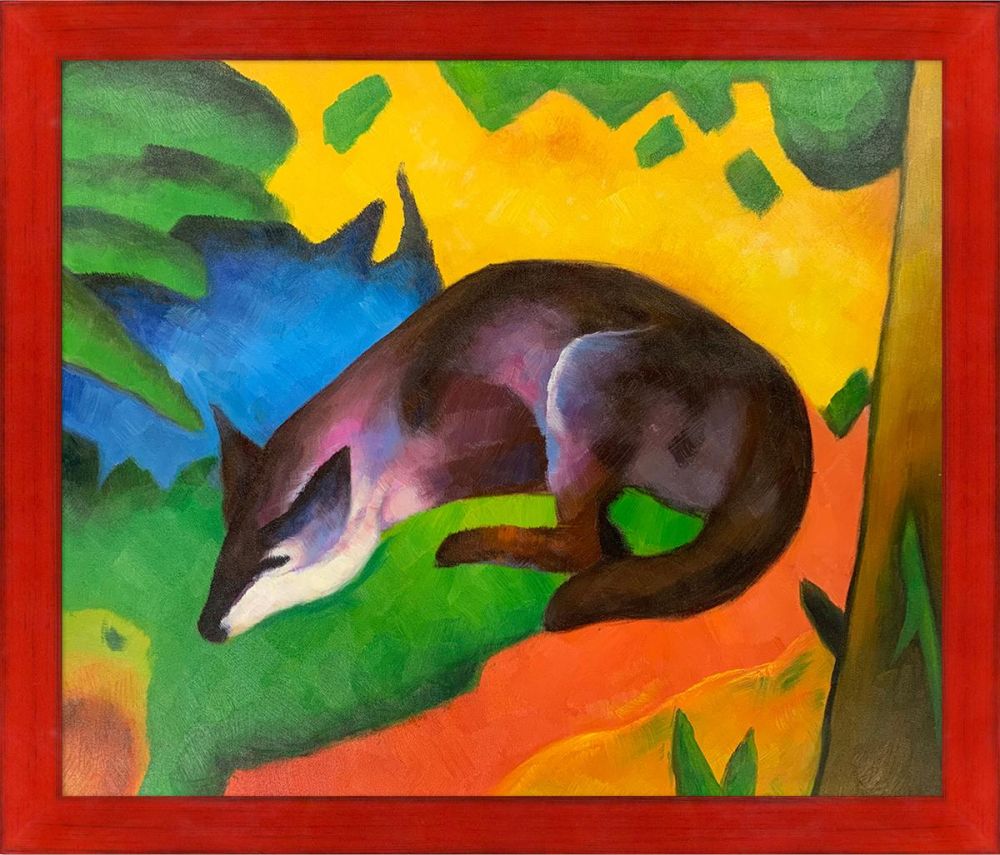 Blue Black Fox Pre-Framed - Stiletto Red Frame 20" X 24"