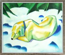 Dog Lying in the Snow Pre-Framed