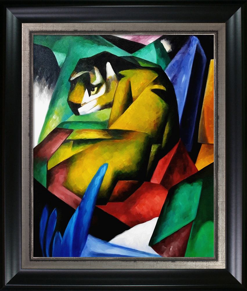 The Tiger Pre-Framed - Black Matte and Burnished Silver Custom Stacked Frame 20" X 24"