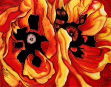 Oriental Poppies Wall Accent Tile (felt back)