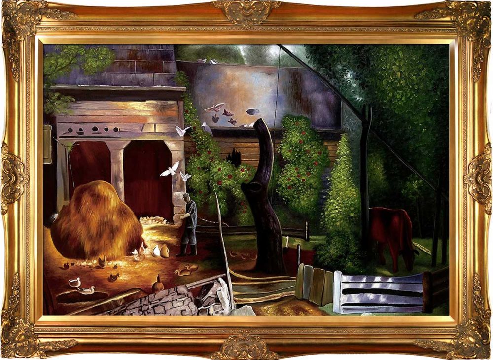 Old Farmyard, Toodleums Pre-Framed - Victorian Gold Frame 24"X36"