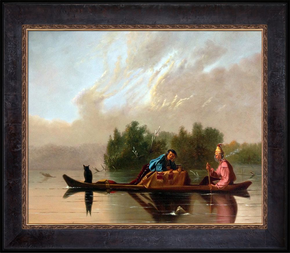 Fur Traders Descending the Missouri, 1845 Pre-Framed - Sambrosa Distressed Espresso 20