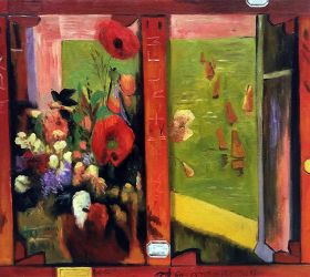 Bouquet of Flowers with a Window Open to the Sea (Reverse of Hay-Making in Brittany)