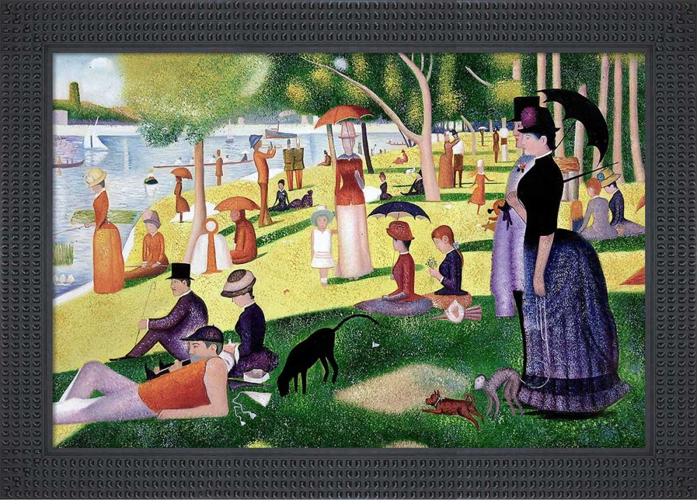 Sunday Afternoon on the Island of La Grande Jatte Pre-Framed - Java Bean Frame 24" X 36"