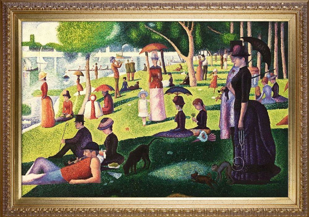 Sunday Afternoon on the Island of La Grande Jatte Pre-Framed - Elegant Gold Frame 24"X36"