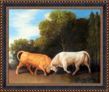 Bulls Fighting Pre-Framed