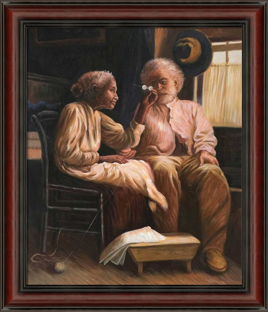 Couple in an Interior Pre-framed - Grecian Wine Frame 20" X 24"