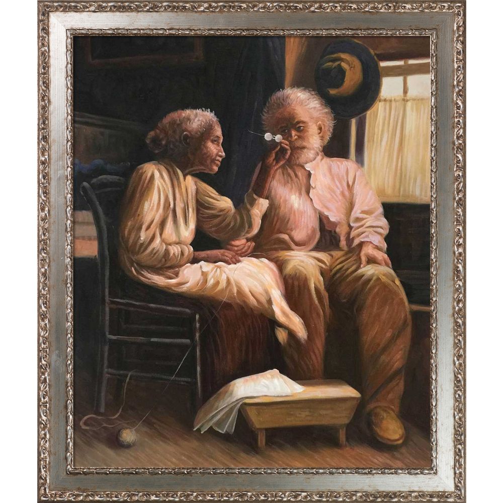 Couple in an Interior Pre-framed - Versailles Silver Salon Frame 20" X 24"