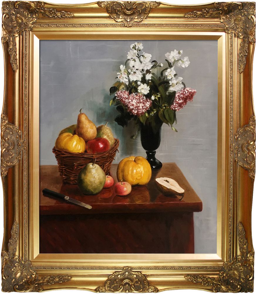 Still Life with Flowers and Fruit Pre-Framed - Victorian Gold Frame 20"X24"