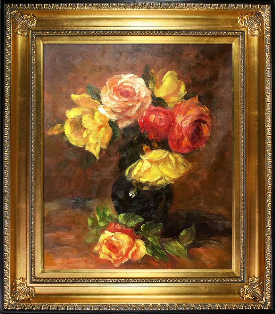 White and Pink Roses Pre-Framed - Regency Gold Frame 20"X24"