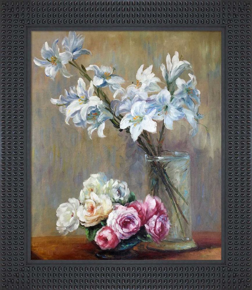 Roses and Lilies Pre-Framed - Java Bean Frame 20" X 24"