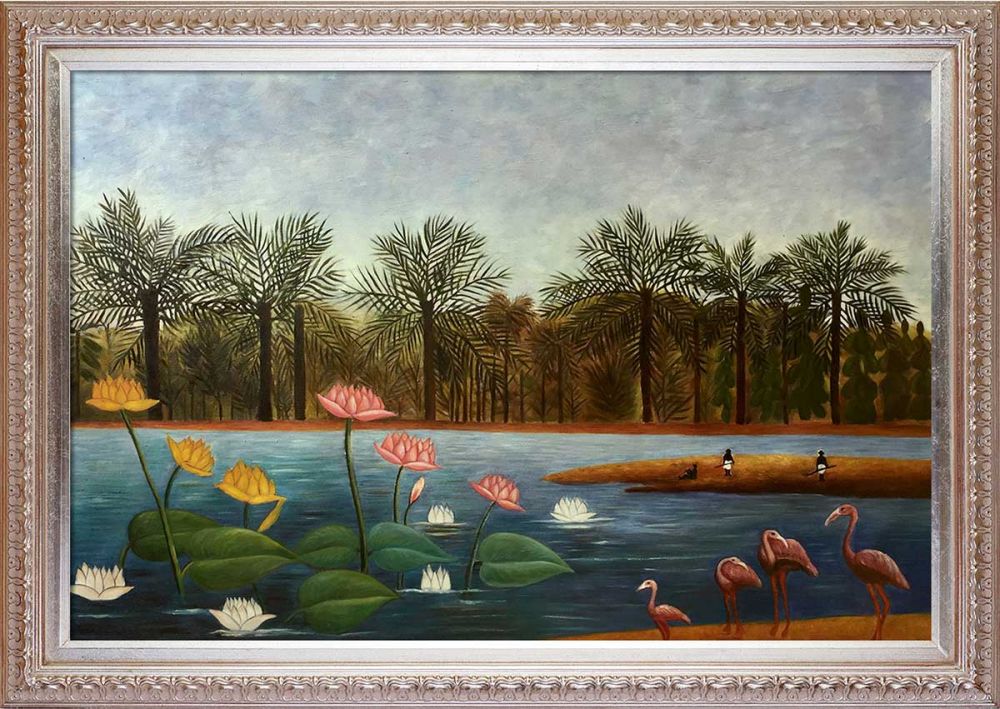 The Flamingoes Pre-Framed - Elegant Champagne Frame 24"X36"