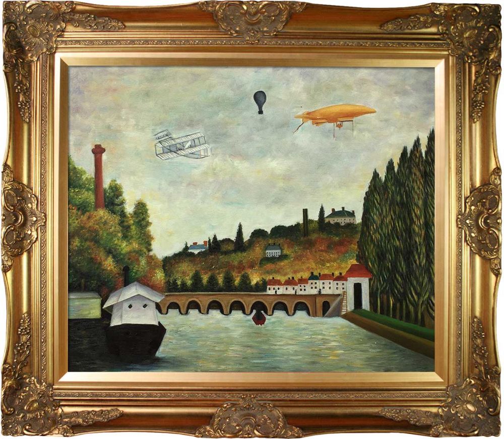 View of the Bridge in Sevres and the Hills of Clamart Pre-Framed - Victorian Gold Frame 20"X24"