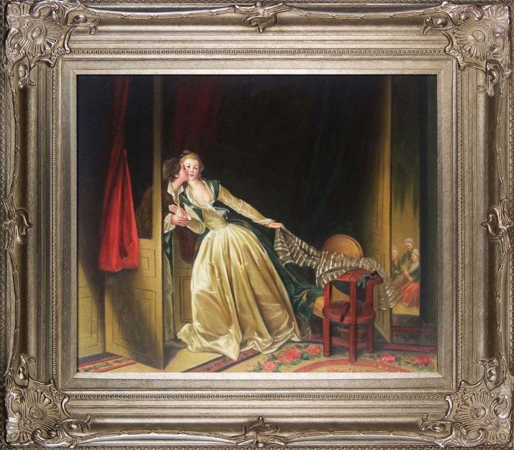 The Stolen Kiss, late 1780s Pre-Framed - Renaissance Champagne Frame 20"X24"