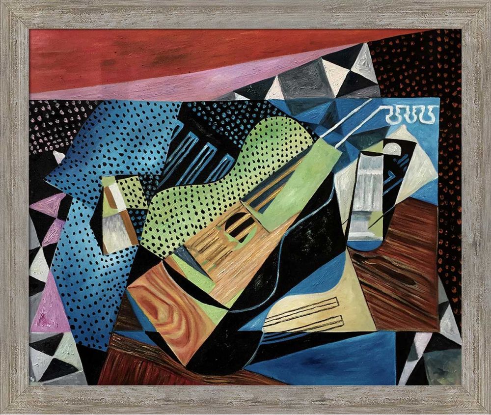 Cubist Still Life Pre-Framed - Metropolitan Pewter Frame 20" X 24"