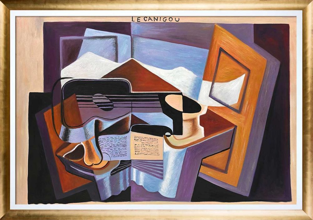 Le Canigou Pre-Framed - Gold Luminoso with Studio White Custom Stacked Frame 24" X 36"