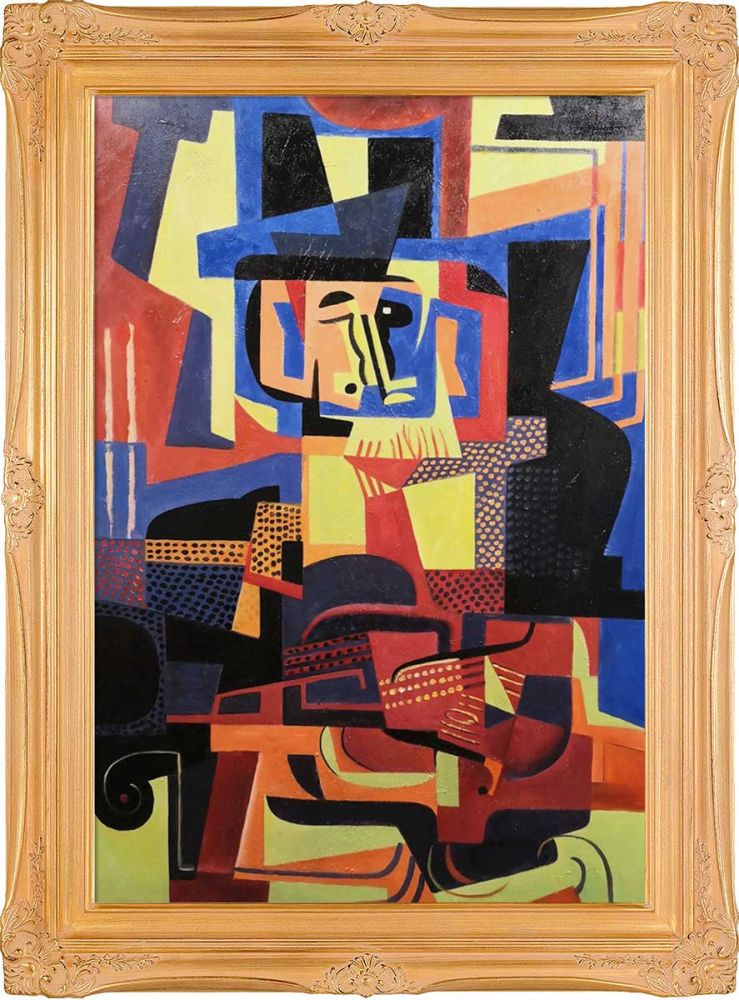 Man with Violin Pre-Framed - Imperial Gold Frame 24" X 36"