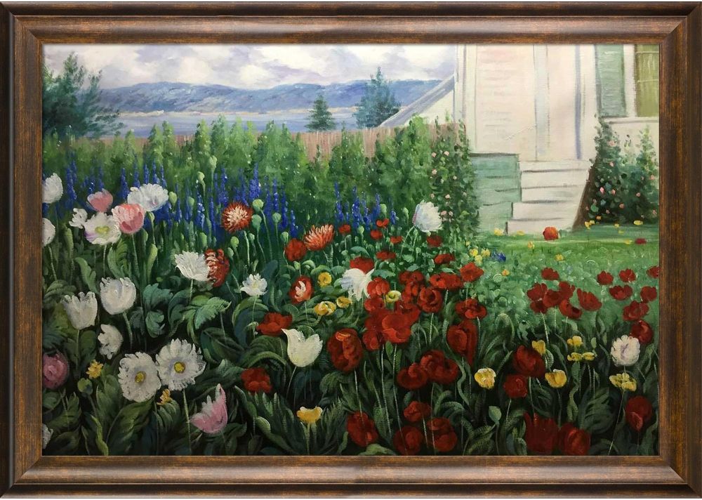 Flower Garden at Annisquam Pre-framed - Modena Vintage 24" X 36"