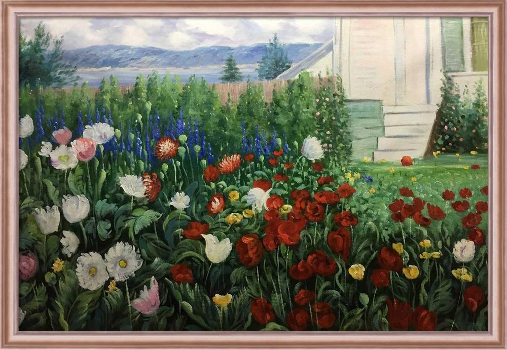 Flower Garden at Annisquam Pre-framed - Rose Gold Classico Frame 24" X 36"