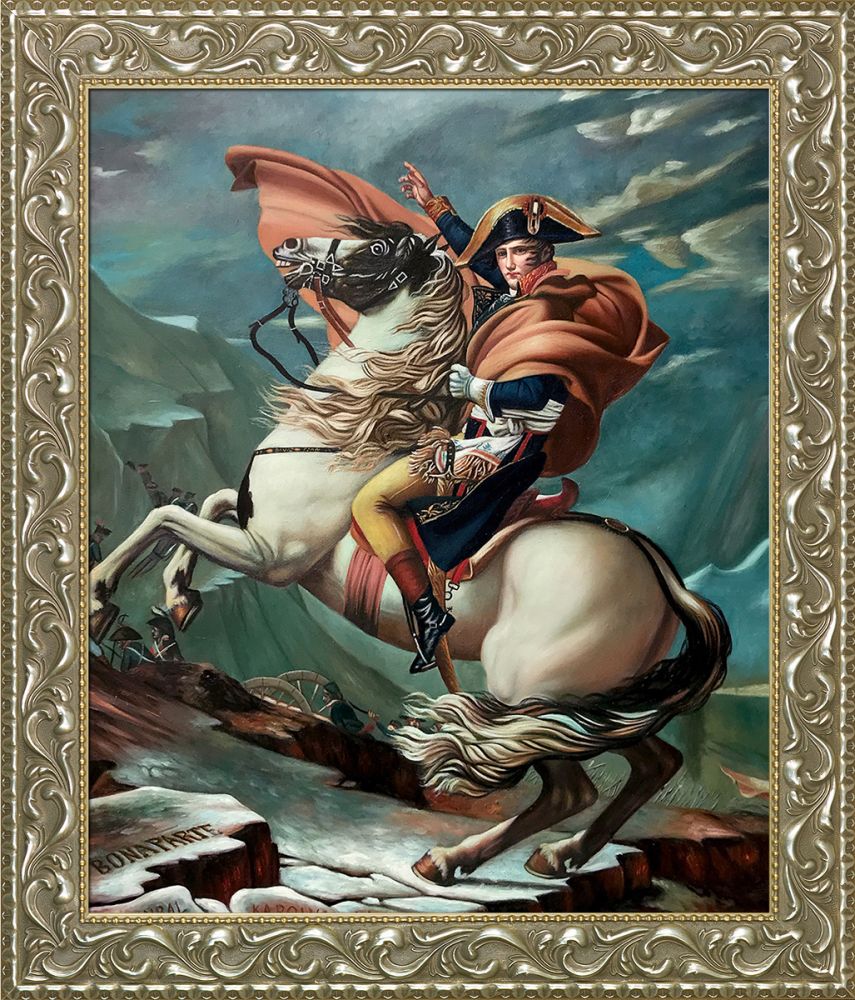 Napoleon Crossing the Alps, 1801 Pre-Framed - Rococo Silver 20"X24"