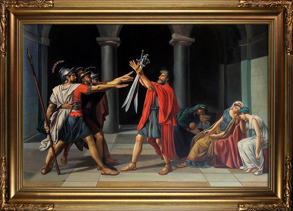 Oath of the Horatii, 1784-1785 Pre-Framed - Florentine Gold Frame 24"X36"