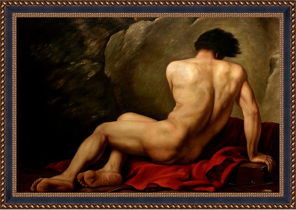 Patroclus, 1780 Pre-Framed - Verona Black and Gold Braid 24"X36"