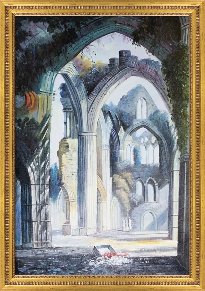 Tintern Abbey Pre-framed - Versailles Gold Queen Frame 24" X 36"