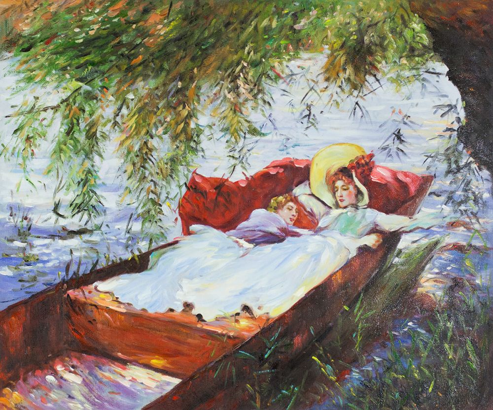 Two Women Asleep in a Punt under the Willows
