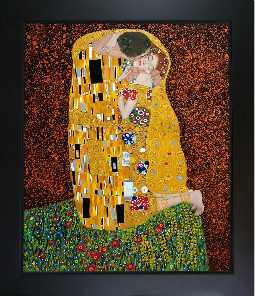 The Kiss (Full View) Pre-Framed - New Age Black Frame 20"X24"