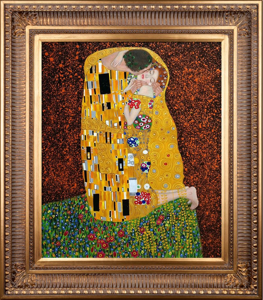 The Kiss (Full View) Pre-Framed - Regal Gold Frame 20"X24"