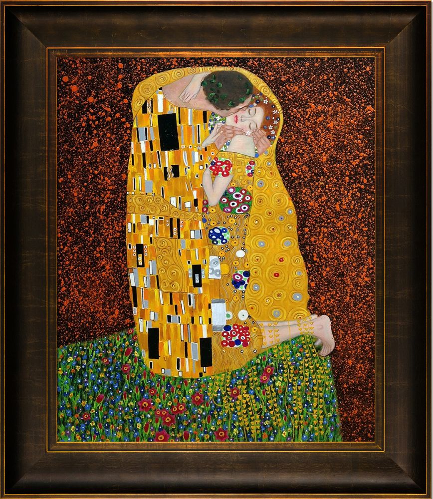 The Kiss (Full View) Pre-Framed - Veine D'Or Bronze Scoop Frame 20"X24"