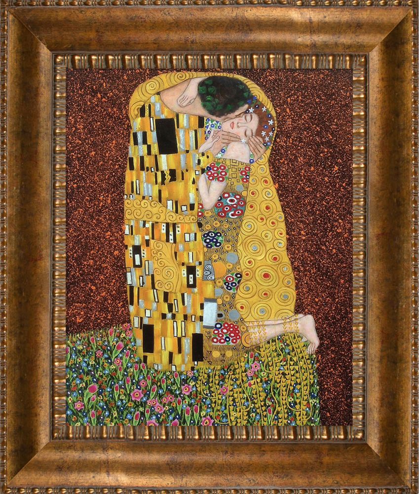 The Kiss (Full View) Pre-Framed - El Dorado Gold Frame 16"X20"