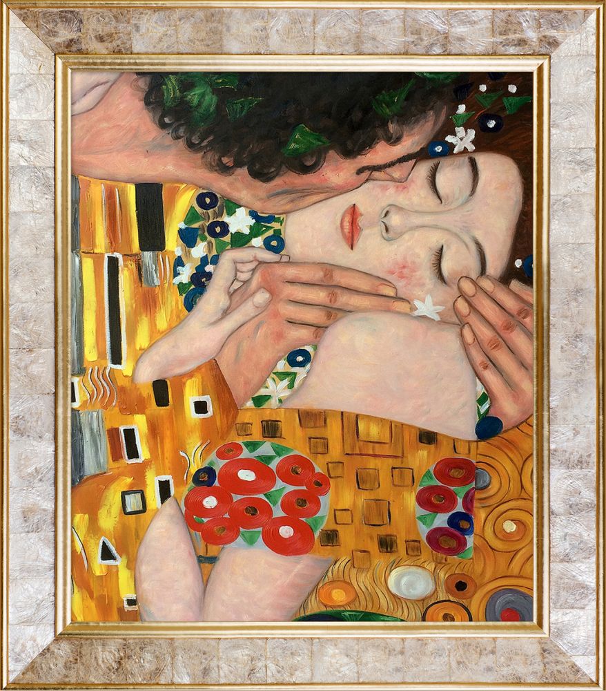 The Kiss, Close-Up Pre-Framed, Gustav Klimt - Gold Pearl Frame 20