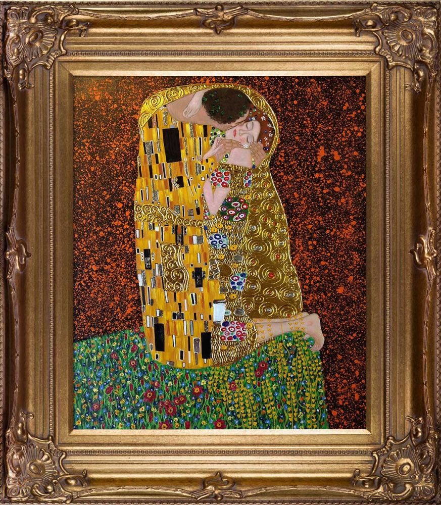 The Kiss (Full View - Luxury Line) Pre-Framed - Renaissance Bronze Frame 20"X24"